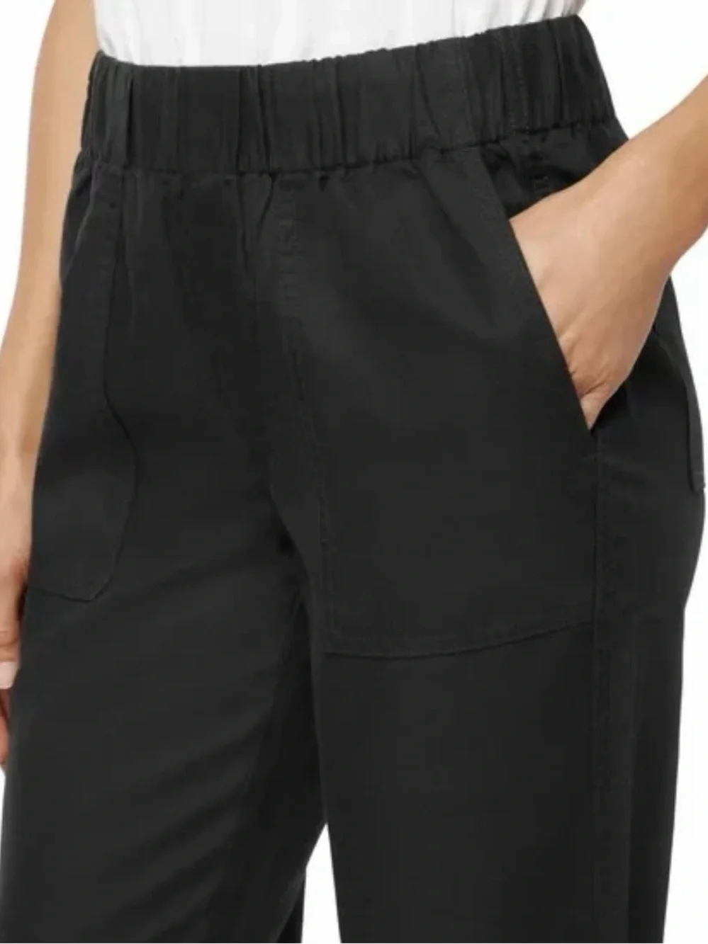 New Banana Republic Women’s Black Elastic-Waist Tapered Crop Pull-On Pants XXL